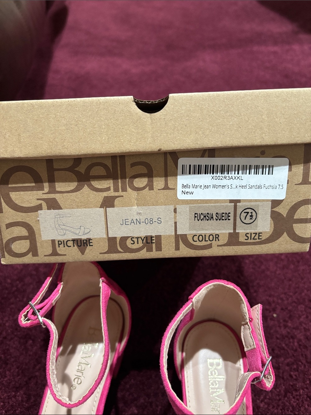 Bella Marie Bright Pink Suede Ankle-Strap Heels - Picture 4 of 4